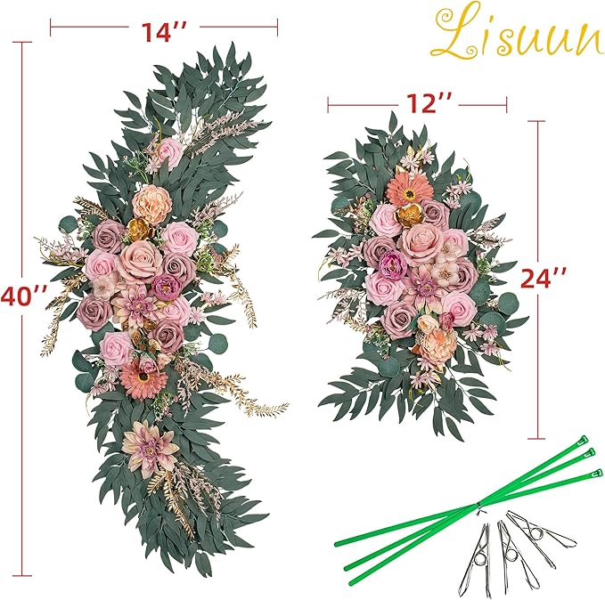 Artificial Silk Flower Swag, Dust Pink Wedding Arch Decor, 40 Inch
