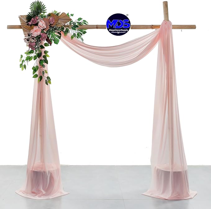 MDS Halloween Chiffon Draping Fabric - 2 Panel, 30" Wide x 50ft Long - Sheer Spooky Arbor & Canopy Drapery for Haunted House Backdrops, Party Ceilings, DIY Costumes & Themed Events - Dusty Rose