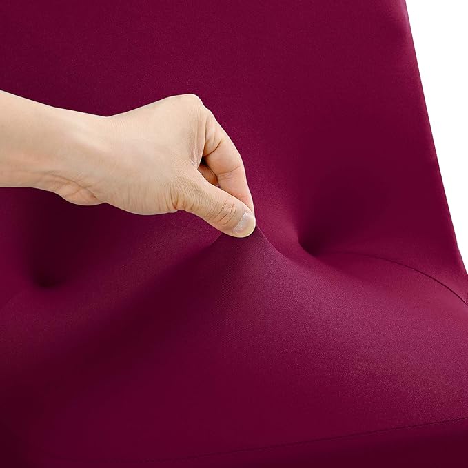 Peomeise Stretch Spandex Folding Chair Cover with Open Back for Wedding Party Dining Banquet Event (Burgundy with Open Back,6pcs)