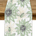 Chrysanthemum Vintage Floral Table Runner, Elegant Yellow Sunflower Spring Summer Elegant Pattern Artichokes Flower Table Runner for Party Kitchen Dining Living Room Decor, 13x36 Inch