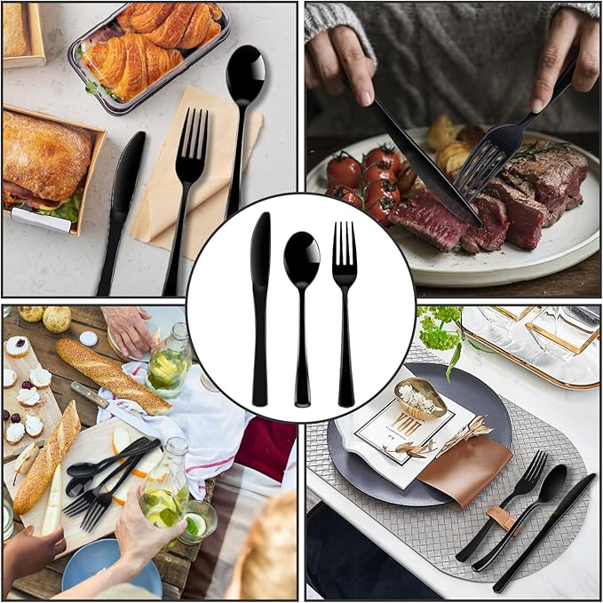 Disposable Plastic Silverware Set, 300 Pieces, Heavy Duty Black