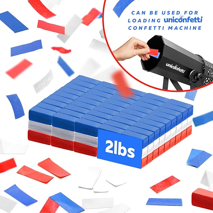 Confetti Paper 2 lb Red, White & Blue Biodegradable for Confetti Launchers