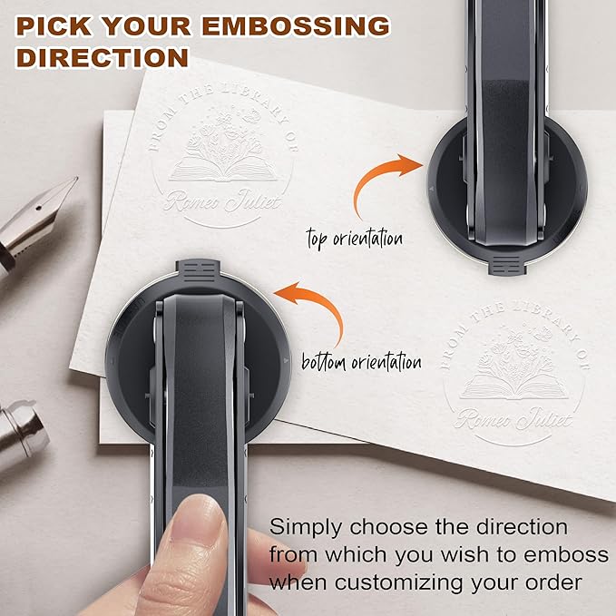 Book Embosser Personalized - Custom Library Embosser Stamp Gifts for Book Lovers, Readers, Teachers (Floral)
