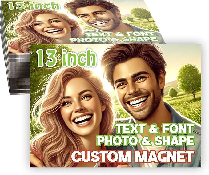 KETABAO – 13" Create Your Own Custom Refrigerator and Car Rectangle Photo Magnets - Personalized Decorative Magnetic Frames