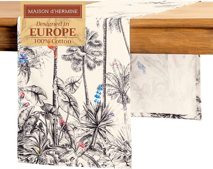 Maison d' Hermine Table Runner 100% Cotton Single Layer Table Runners 108 inches Long for Thanksgiving Christmas Decorations Home Kitchen Dining Party Wedding (Amazonia, 14.5" x 108")