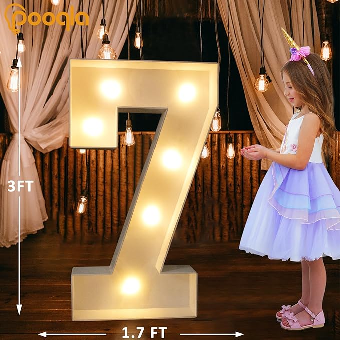 Decoration 3 Ft Light Up Marquee Number 7 with Two-Tone LED Lights