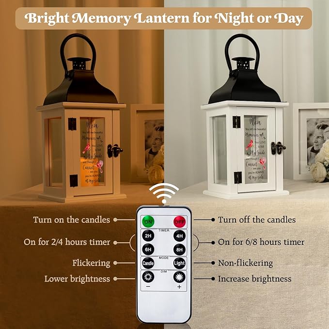 Decorative Candle Lantern Memorial Gift, Wood and Metal, 14 x 6 x 6 Inch
