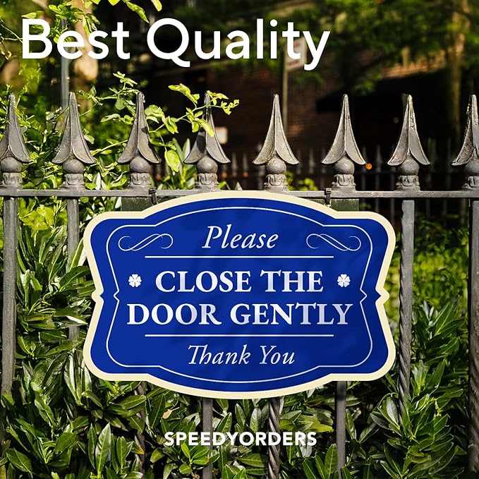 Custom Decorative Outdoor Metal Signs, Personalized Aluminum Signs, Customized Driveway Signs, Waterproof Signs Made In USA, Design 3 Blue Steel 14x10 In