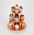 3-Tier Cupcake Stand, Rose Gold Cardboard Cake Stand holder, Tiered DIY Cupcake Stand Tower for Dessert Table Displays, Birthday Theme Party Favors Decoration, Floral Tea Party, 12" W x 12.8" H