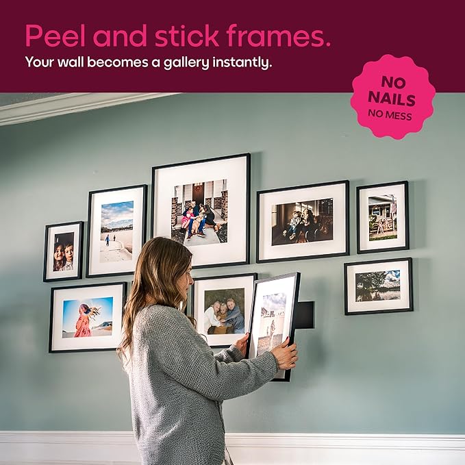 Mixtiles Official - Custom Photo Tiles - Personalized Printed Photos - Magnetic Wall Frames - Adhesive Sticker, No Nails - Various Sizes and Frames - large-set-Tile - Canvas Frame