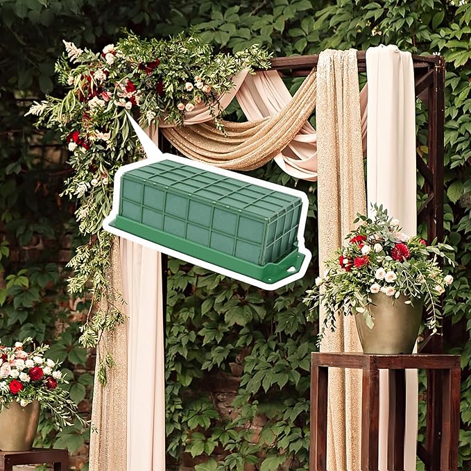 YOMUME Floral Foam Cage 2 Pieces, Flower Cage Holder with Foam for Fresh Flower Arrangement and Artificial Flowers, Dry and Wet Floral Foam Blocks for Table Wedding Decor