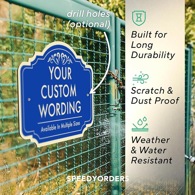 Custom Decorative Outdoor Metal Sign, Personalized Aluminum Driveway Waterproof Sign Made in USA, Design 2 Blue Steel 30x24 In