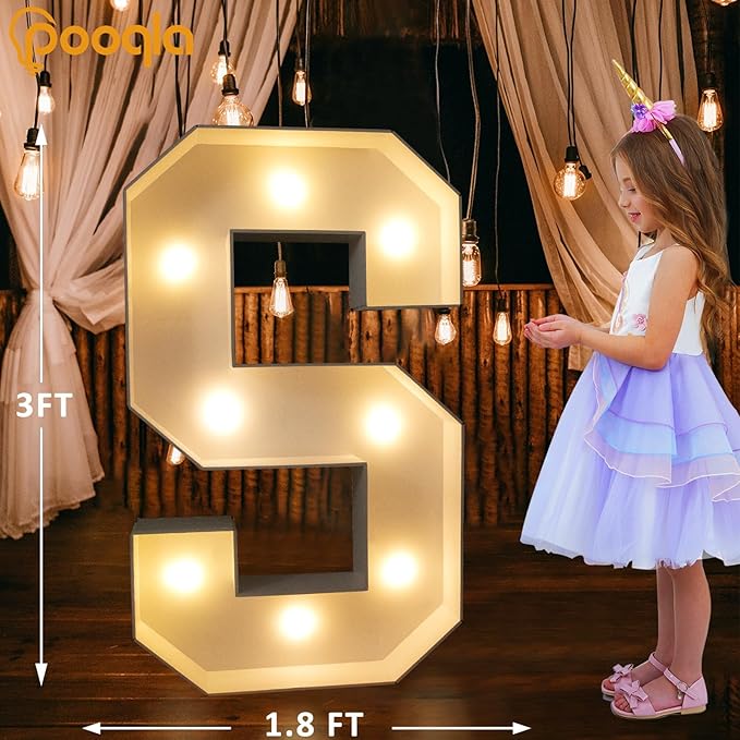 Marquee Light Up Letter Decoration, 3 Ft Foam Board, Warm or Cold White LED