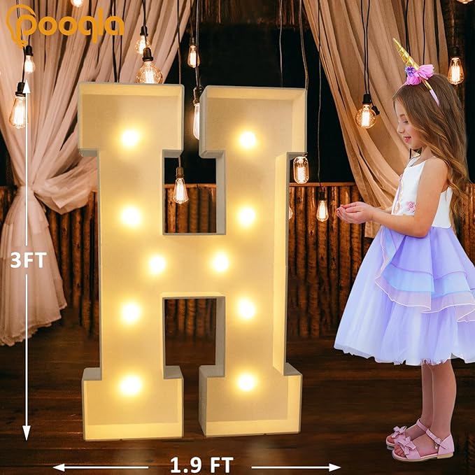 Party Decoration Marquee Letter Sign, 3 Ft LED Foam, Warm & Cool White