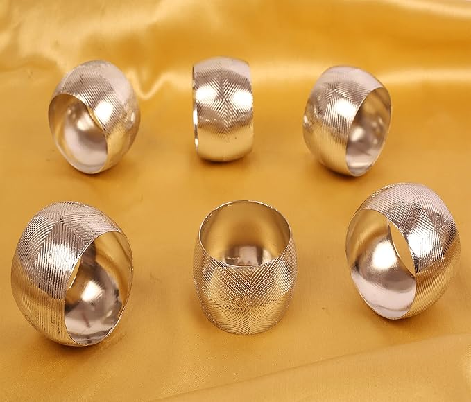 Napkin Rings, Set of 6 Large Round Brass Holders