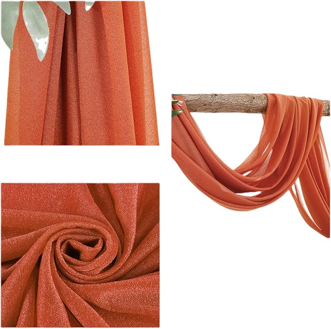 Arch Drapes for Wedding Arch Draping Fabric Terracotta Sheer Backdrop Curtain for Ceremony Bridal Party Decor 6 Yards 19Ft Length x 28" Width 1 Panel