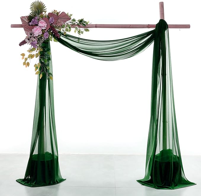 Backdrop Fabric Panel, Hunter Green Sheer Chiffon, 30 In x 40 Ft