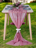 MDS 2 Pack 10ft Chiffon Table Runner 29 x 120 Inches Sheer Wedding Runner Romantic Rustic Table Runner for Wedding Decorations, Birthday Parties, Bridal Shower Party Arch Decor - mauva