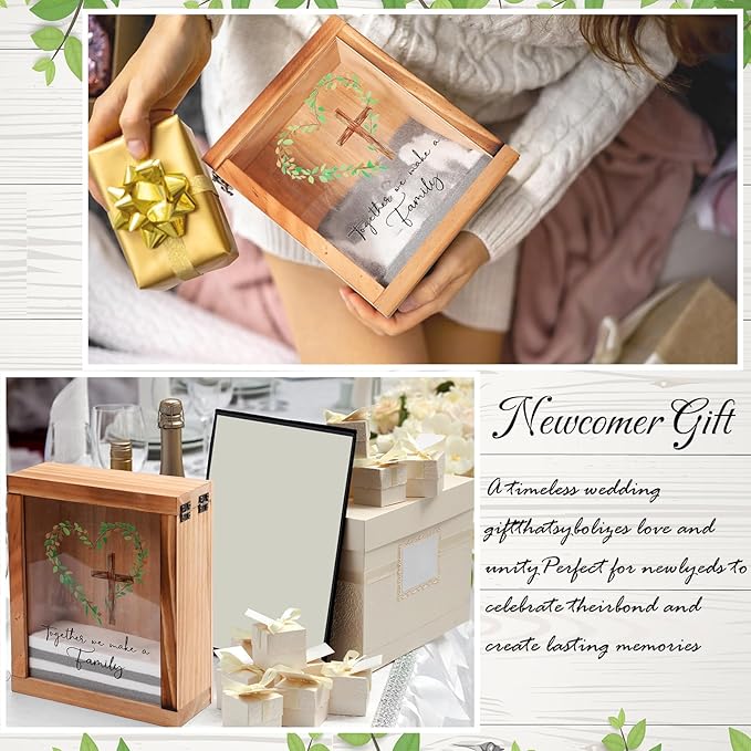 Vases Wedding Sand Ceremony Set, Wood Frame, 2 Glass Vases, White and Gray Sand