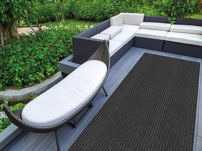Ottomanson 2'7" x 8' Hallway Runner with Scraper Pile - Extra Durable Non-Slip Rug Mat for Indoor & Outdoor Use - Ideal for Kitchen, Entryway & Garage - High-Traffic Carpet, Black