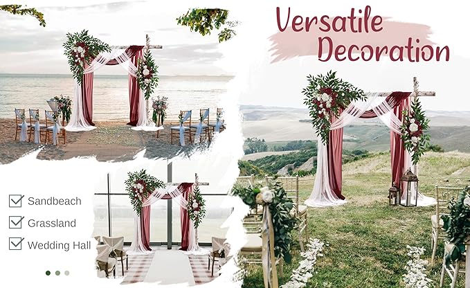 Artificial Rose Wedding Arch Flower Kit, Marsala Silk, 2 Pieces