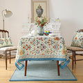 Square Tablecloth, 67 x 67 Inch, Linen Polyester Blend with Floral Print