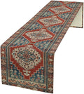 Boho Floral Vintage Table Runner, Red Blue Retro Flower Rustic Country Farmhouse Pattern for Home Kitchen Table Decor Dining Coffee Room Party Decor 13x120in