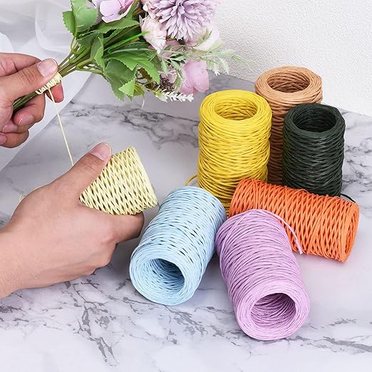 PATIKIL 164 Feet Floral Bind Wire Wrap Twine, 1mm Florist Wire Iron Wire Paper Covered Vine Wrapping Binding Wire for Flower Bouquets, Khaki