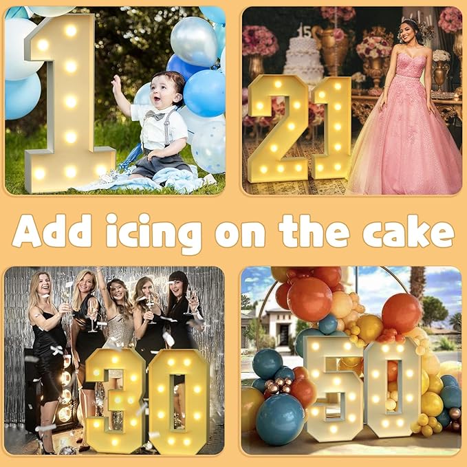 Event Party Supplies 3-Foot Light Up Marquee Numbers, Foam Board Frame