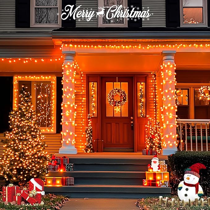 String Lights: 173 Ft Orange, 500 LEDs, 8 Modes and Timer