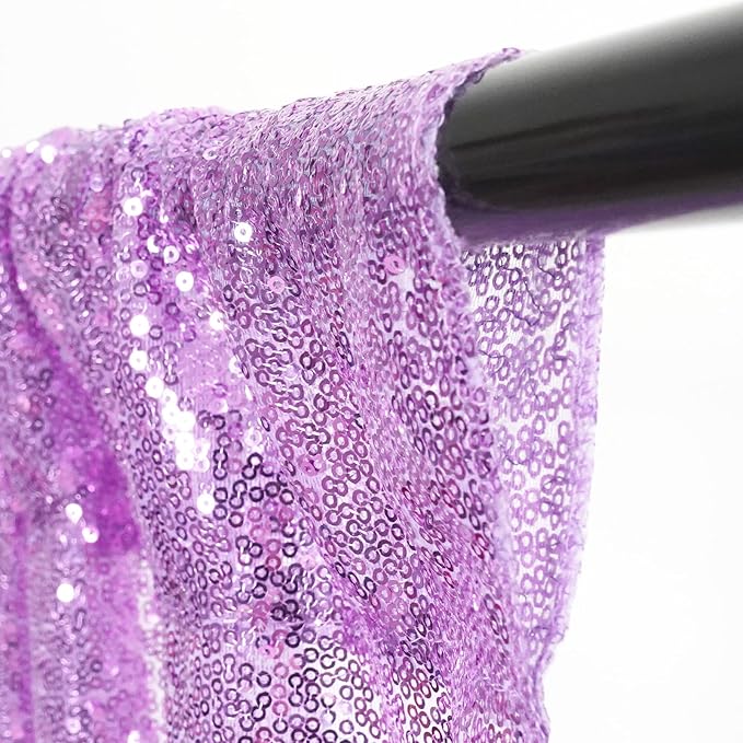 Poise3EHome 2Pcs 2Ft x 8Ft Sequin Backdrop Curtains, Glitter Photography Background, Sequence Xmas Thanksgiving Backdrop (Lavender, 2 pcs-2ftx8ft)