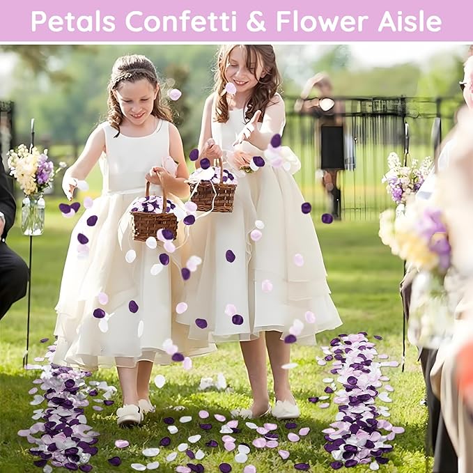 Suream Purple Silk Flower Petals for Wedding, 600 Pcs Flower Girl Petals for Decoration, Silk Rose Petals for Bridal Shower Wedding Aisle Table Centerpieces Reception Tables Romantic Night Decoration