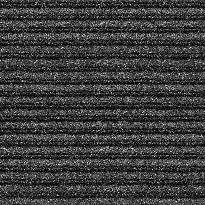 House, Home and More Indoor Outdoor Double-Ribbed Carpet Runner with Skid-Resistant Rubber Backing - Smokey Black - 3 Feet x 20 Feet