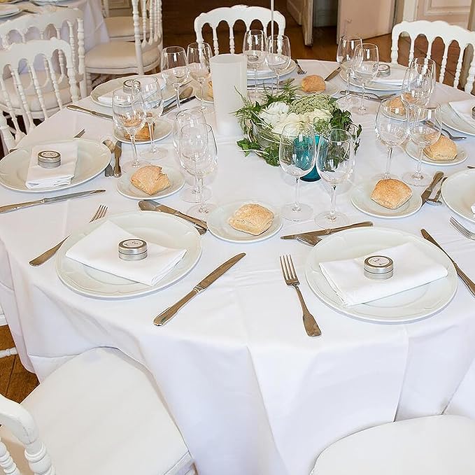 Round Polyester Tablecloths, 10 Pack, 90 Inch White