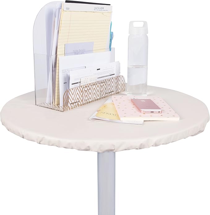 Tablecloth - Round Fitted Vinyl Cover, 54 x 54 Inch, Sand