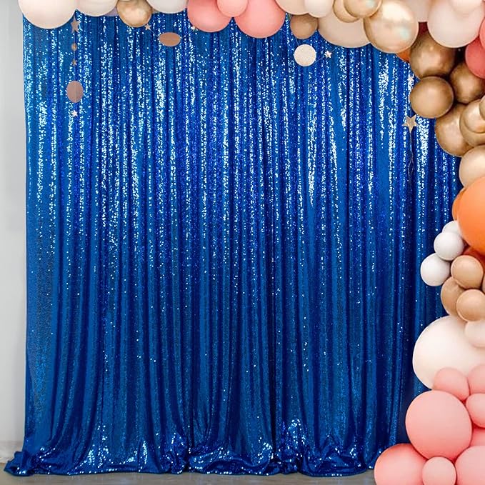 Backdrop Royal Blue Sequin Photo Background, 10 x 10 ft with Rod Pocket