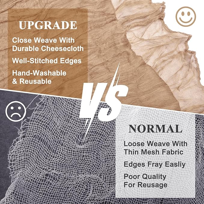 Asee'm 4pcs Cheesecloth Table Runner 120 Inches Long Nude Boho Gauze Cheese Cloth Runner 10FT Rustic Sheer Table Runners for Christmas Wedding Party Baby Shower Spring Easter Decoration