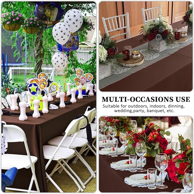 8 Pack Brown Table Cloth 60 x 126 Inch Rectangular Tablecloths for 8 Foot Rectangle Tables, Wrinkle Resistant Brown Tablecloth Washable Polyester Fabric for Buffet Wedding Party Banquet