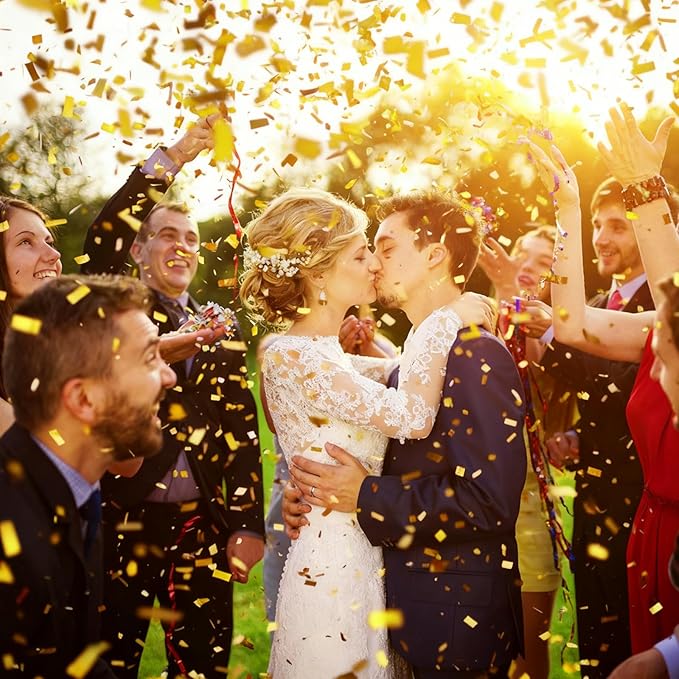 Gold Metallic Foil Confetti Strips, 1000 Grams for Party Decor