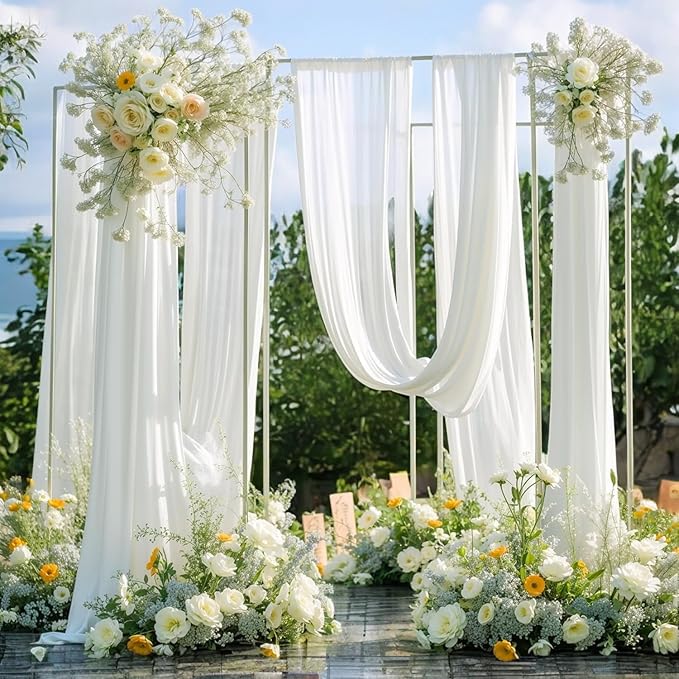 MDS Halloween Chiffon Draping Fabric - 2 Panel, 30" Wide x 50ft Long - Sheer Spooky Arbor & Canopy Drapery for Haunted House Backdrops, Party Ceilings, DIY Costumes & Themed Events - White
