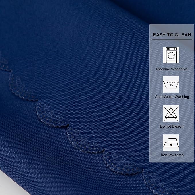 Round Navy Tablecloth 48 Inch Polyester Fabric Washable Table Cloth Decorative Wrinkle Resistant Solid Color Table Cover for Kitchen Dinning Party Wedding Camping