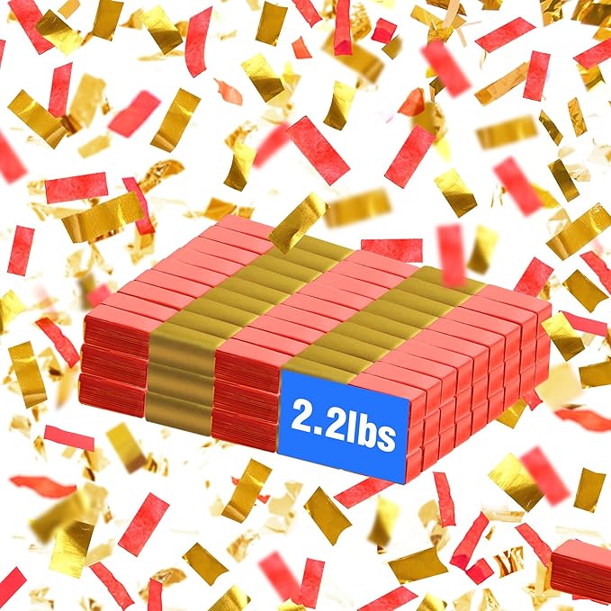 Red and Gold Party Confetti, 2 lb Biodegradable Paper