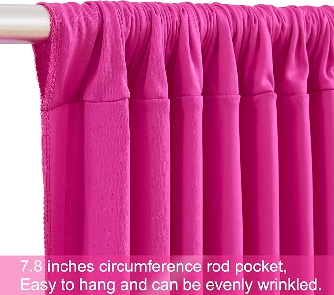 Hot Pink Backdrop Curtains, 10 Panels 5 x 12 ft Wrinkle-Free