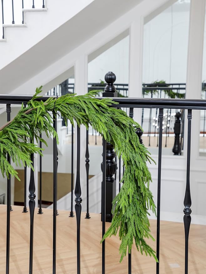 Norfolk Pine Garland, 15 Ft, Dark Green, Real Touch Needles
