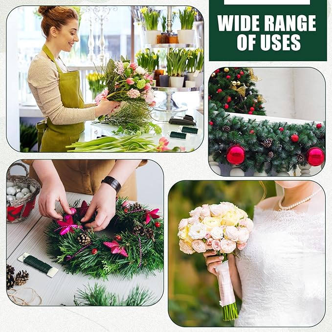 Ferraycle 72 Pack Green Floral Wire 38 Yards 22 Gauge Flexible Paddle Florist Christmas Green Wire for Crafts Christmas Wreaths Tree Garland and Floral Flower Arrangements