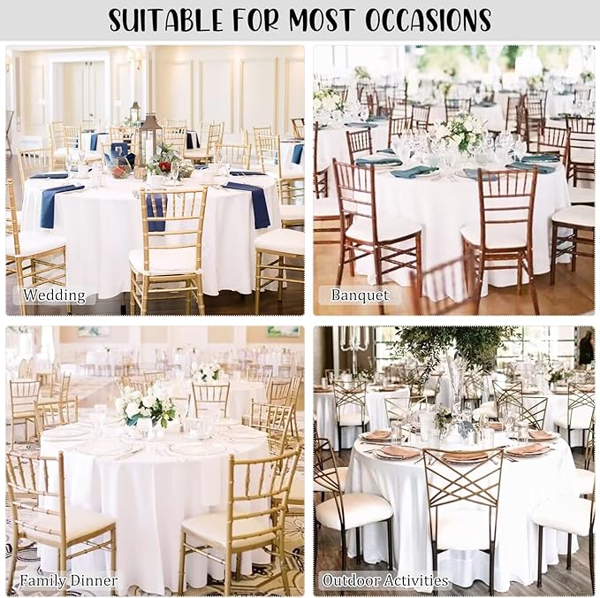 Round Tablecloths: 12 Pack White 90-Inch Polyester Covers