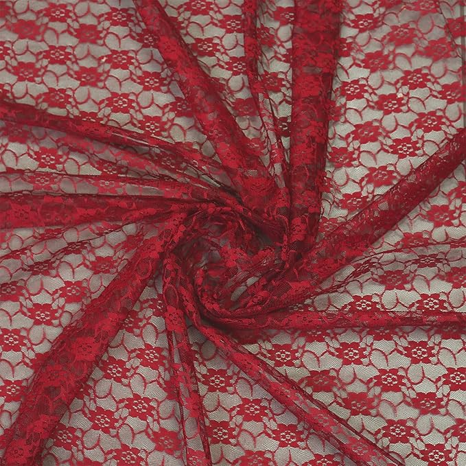 MDS Pack of 15 Wedding 12 x 108 inches Lace Table Runner for Wedding, Decorations for Birthday Parties, Banquets, Graduations, Engagements, and Runners fit Rectangle, Round Table- Apple red