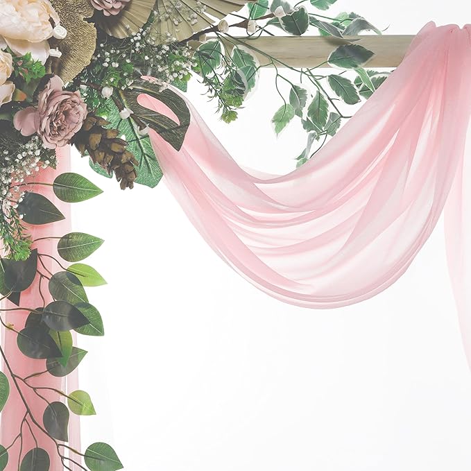 Backdrop Fabric Panels, Blush Pink Sheer Chiffon, 30 In x 50 Ft (Set of 2)