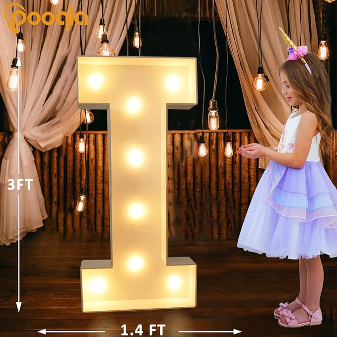 Decorations 3 Ft Light Up Letter I with Warm and Cool White LEDs