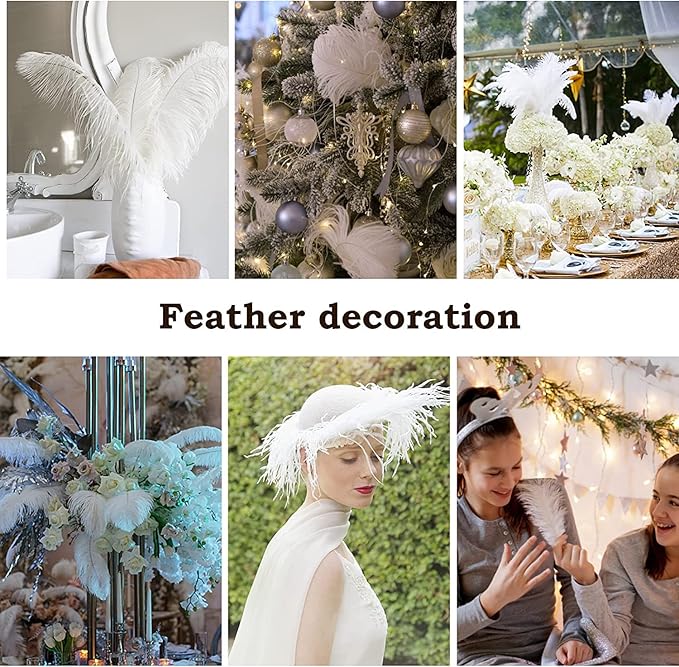 NEWONG 30pcs Blue-Green Ostrich Feathers Natural Bulk 9-12inch(23-30cm) Vase Craft Wedding Home Party Centerpieces Christmas Day Decoration